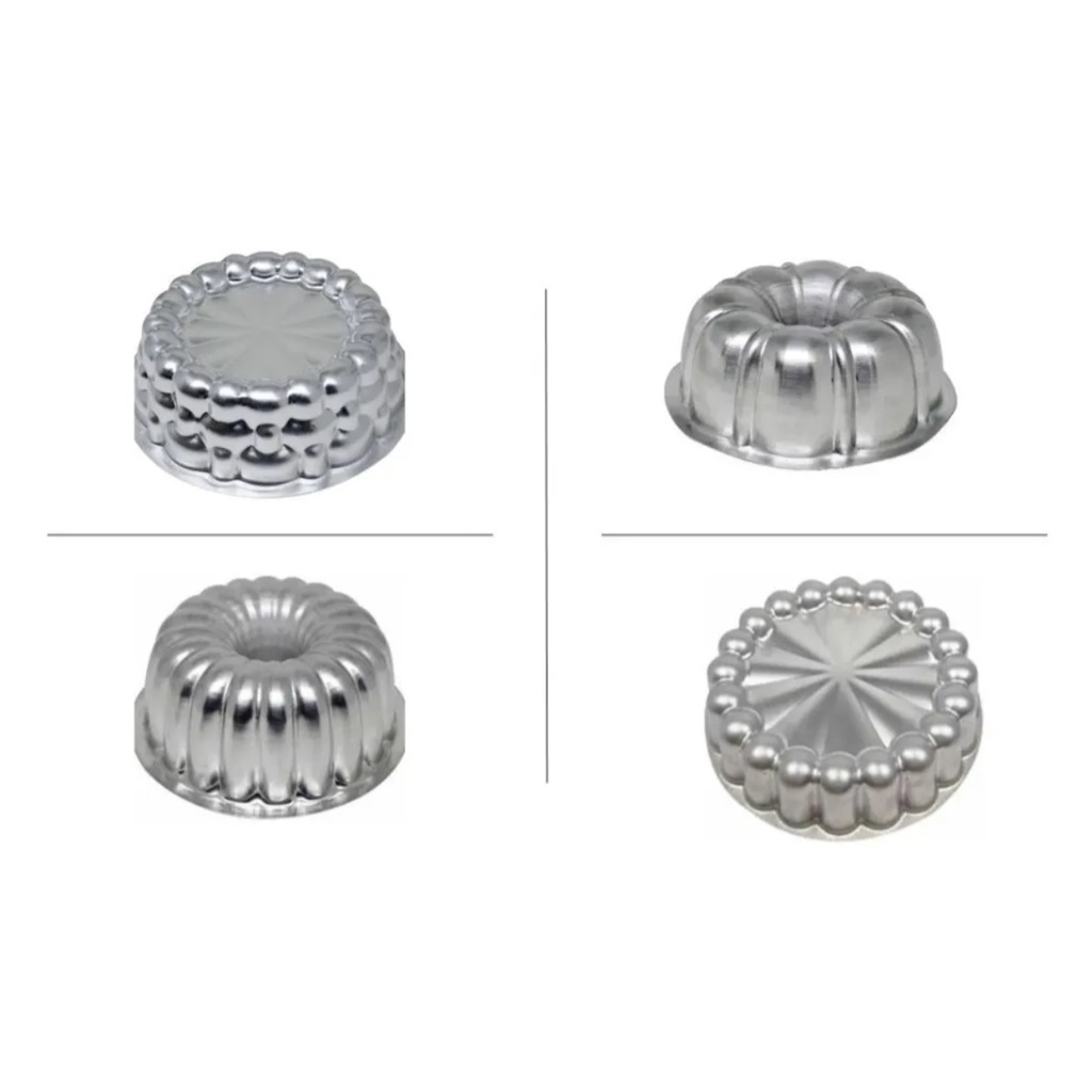 Kit 4 Peças Mini Forma Bolo Pudim Torta Suíça Decorada C10
