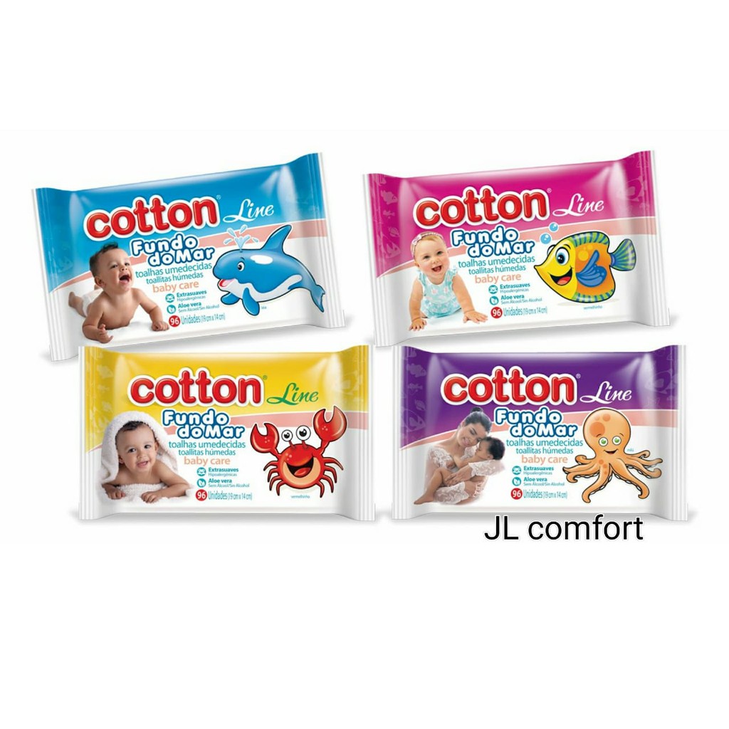 Kit 06 Pacotes de Toalhas Umedecidas C/ 96 Unidades Cada - Cotton Line - Atacado.
