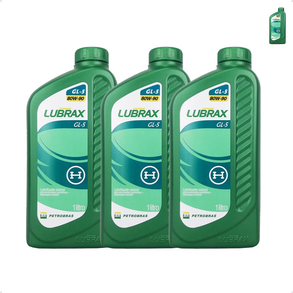 Óleo Lubrax 80w90 API GL-5 Para Transmissão 1 Litro Kit C/3