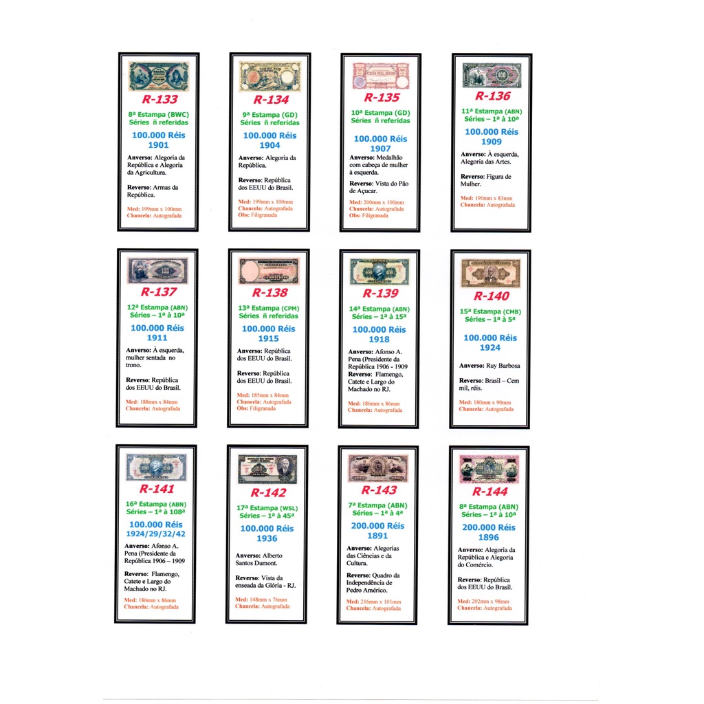 Etiquetas Coloridas De Réis E Cruzeiros Com Foto - Completa