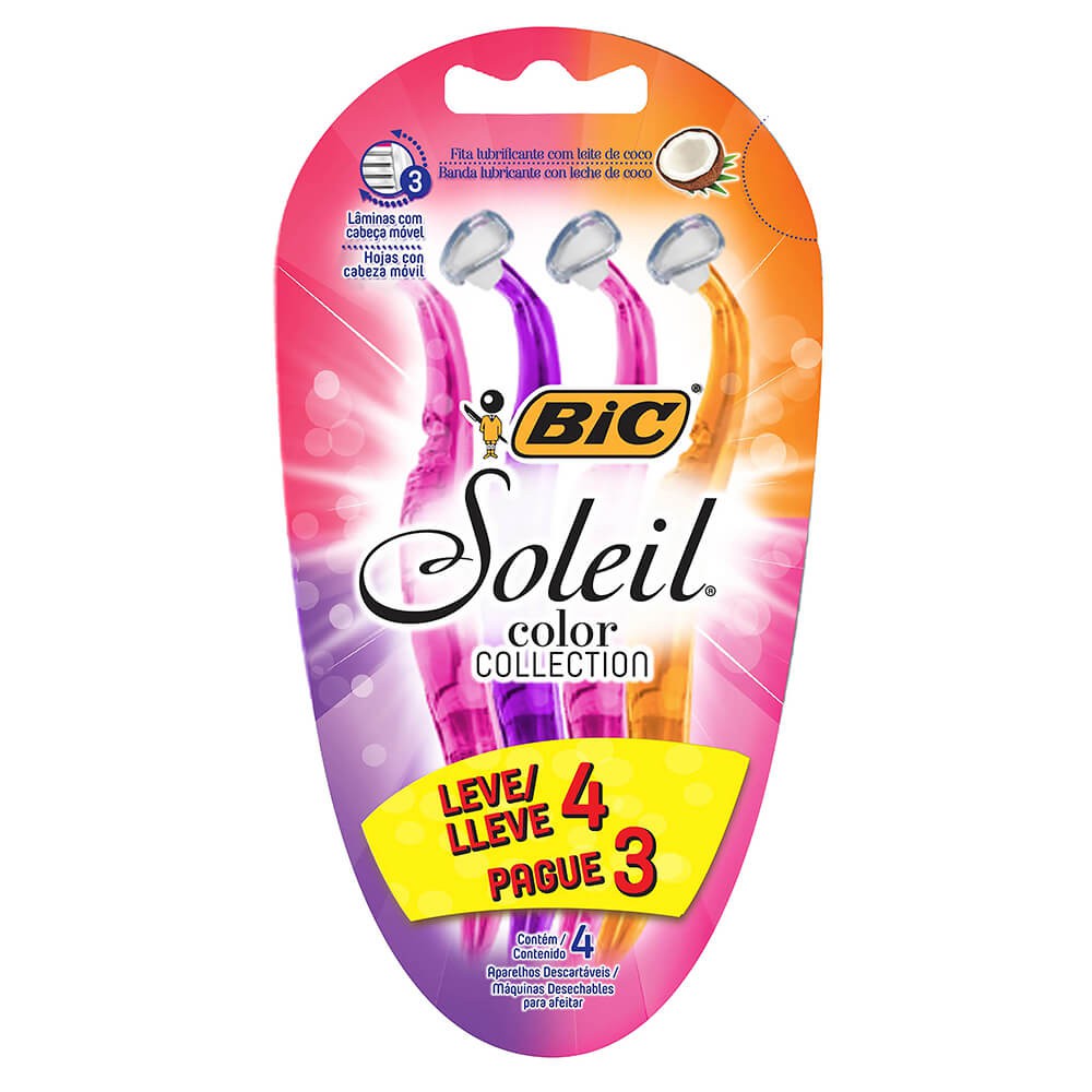 Aparelho de barbear Bic Soleil Color collection Leve 4 pague 3