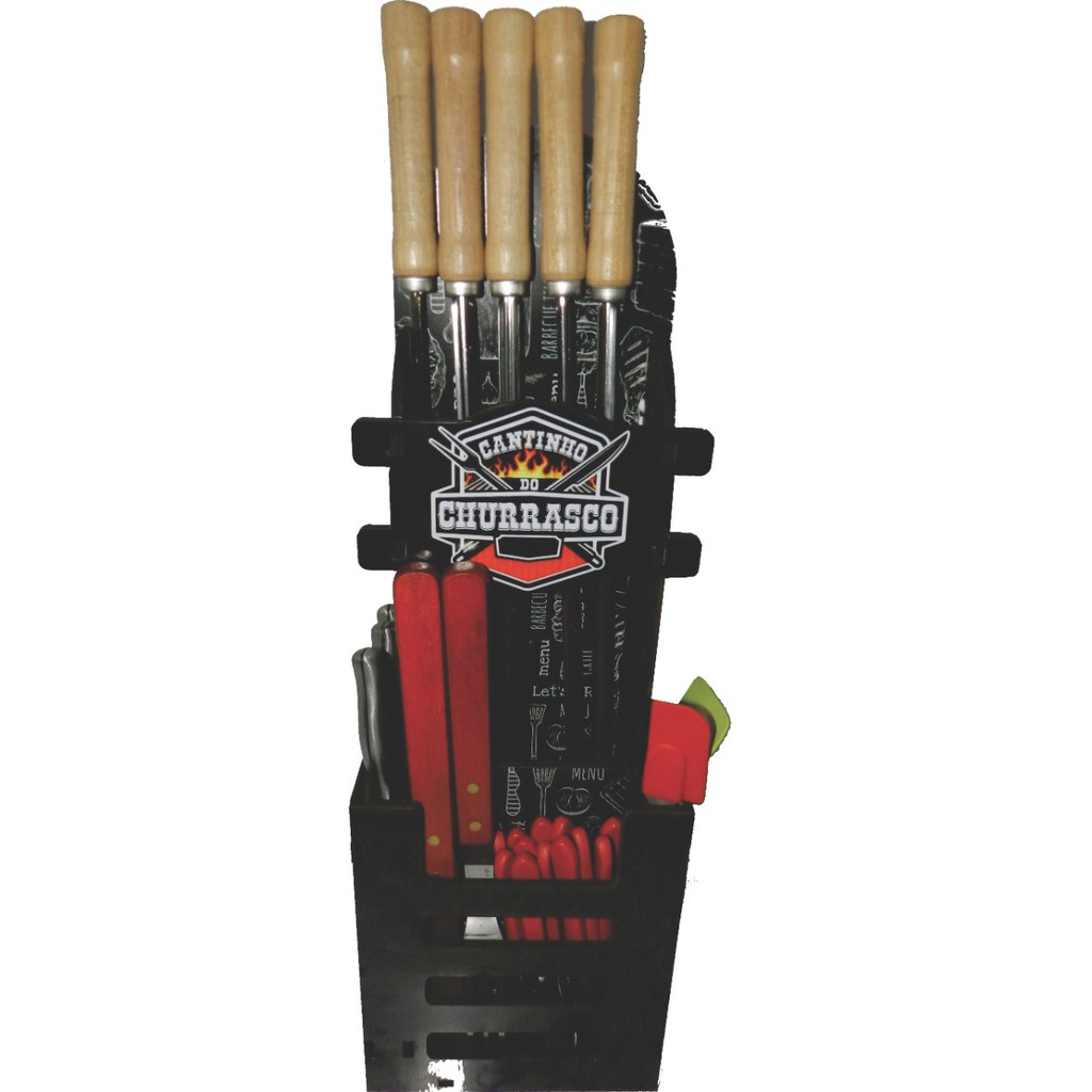 Porta Espeto Para Churrasqueira Com Porta Talher