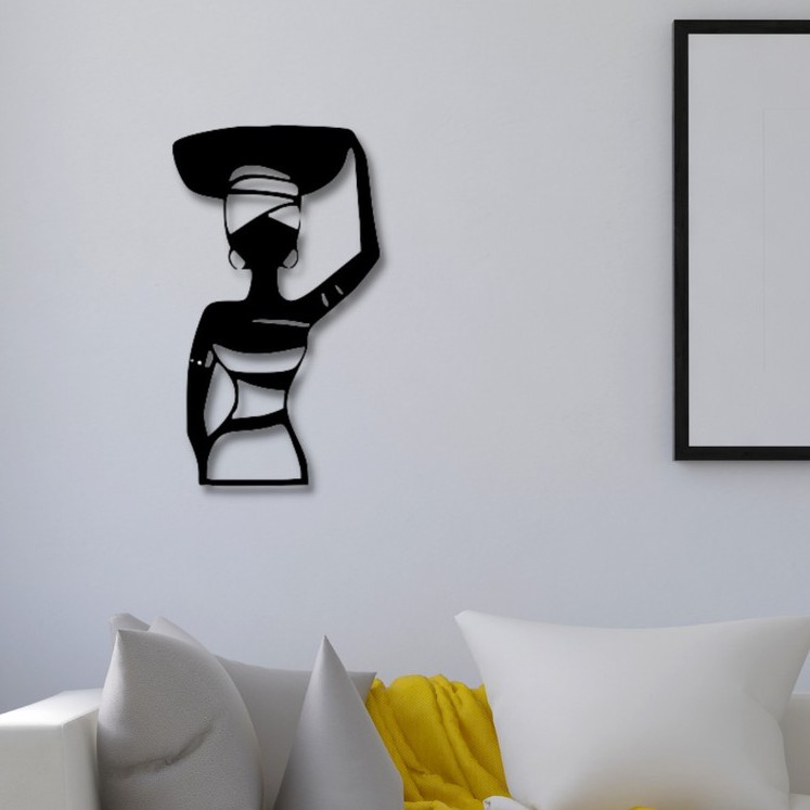 Aplique de Parede Mulher Africana Quadro Decorativo MDF para Decoração