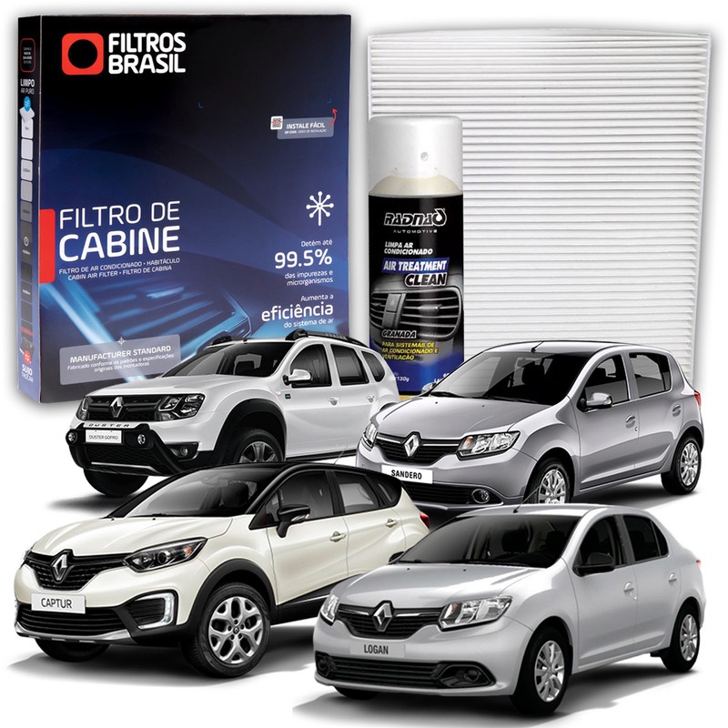 Filtro de Cabine p/ Renault Duster Sandero Captur + Higienizador Limpa Ar Condicionado Tipo Granada em Oferta na Shopee