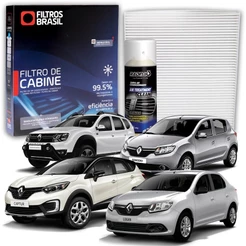 Filtro de Cabine p/ Renault Duster / Sandero / Captur + Higienizador Limpa Ar Tipo Granada
