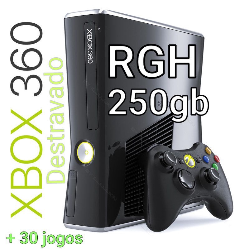 Xbox360 slim 250gb desbloqueado Rgh/Jtag + 30 jogos