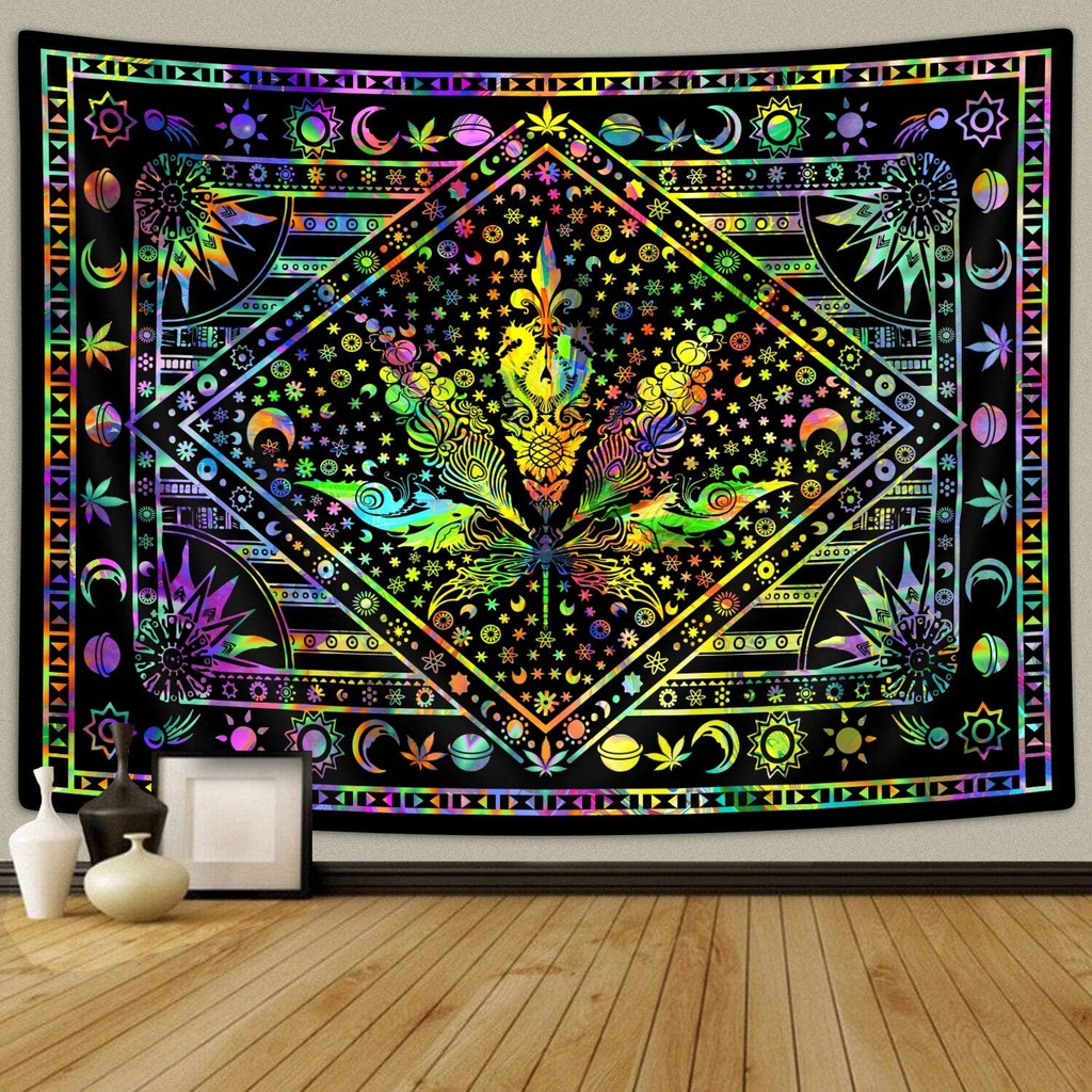 Psicodelico Cannabis Folha Tapecaria Tie Dye Weed Maconha Folha Mystic Trippy Hippie Sol Lua Pendurar Parede Tapecaria Decoracao De Casa Para Quarto Sala Dormitorio Apartamento Polegadas Shopee Brasil