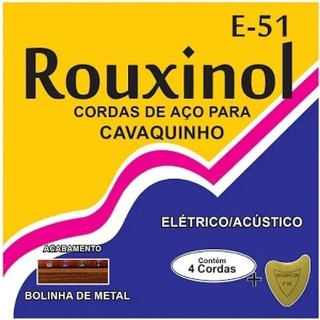 Encordoamento Aço Corda Rouxinol para Cavaquinho Cavaco E-51 E51 + Palhetas