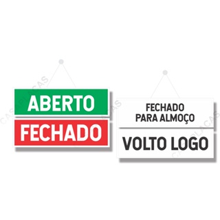 Placa Aberto/fechado/fechado Almoço/volto Logo cordao e ventosa em Oferta na Shopee