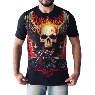 Camisa Camiseta Masculina Skull Motqueiro Moto Basica Slim Fit
