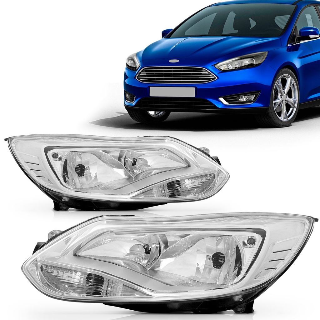 Farol Focus 2014 2015 Foco Duplo Cromado Sem Led em Oferta na Shopee