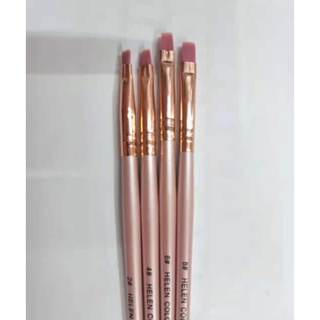 Kit 4 Pincel Carga Dupla Reto Para Gel Adesivos De Unha Rosa Helen Color