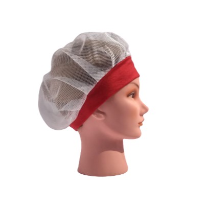 Kit 4 Touca De Redinha * Tela Branca Aba Vermelha * Para Cozinha Açougue Barman Garçon