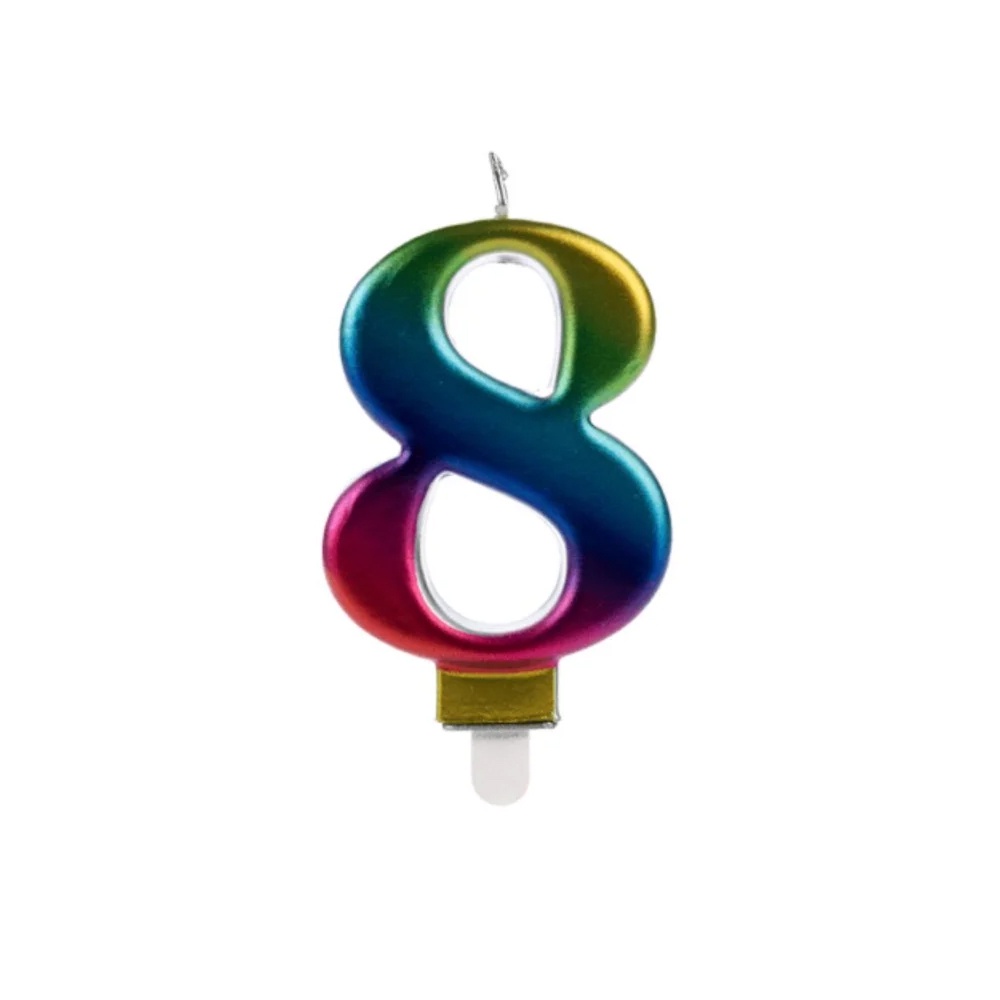Vela Wave Colorida N° 8 - Silver Festas - Home & Living