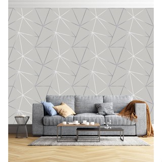 Papel de parede geométrico Mescla Silver em Oferta na Shopee