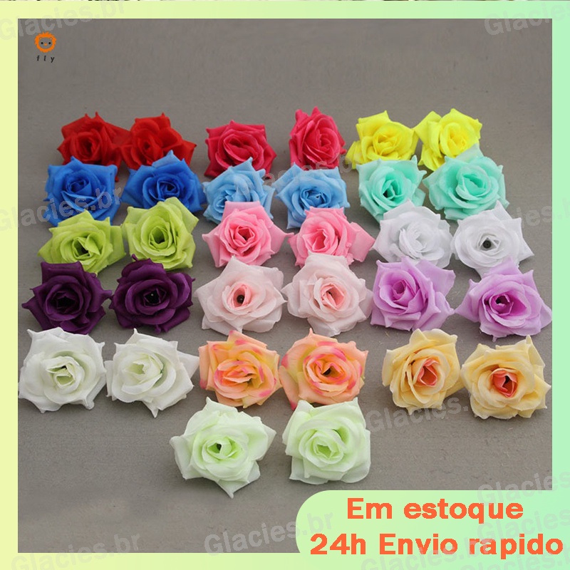 50 Pcs Falso Artificial Silk Rose Heads Botões De Flores DIY Bouquet Casamento Casa Artesanato Decoração Suprimentos