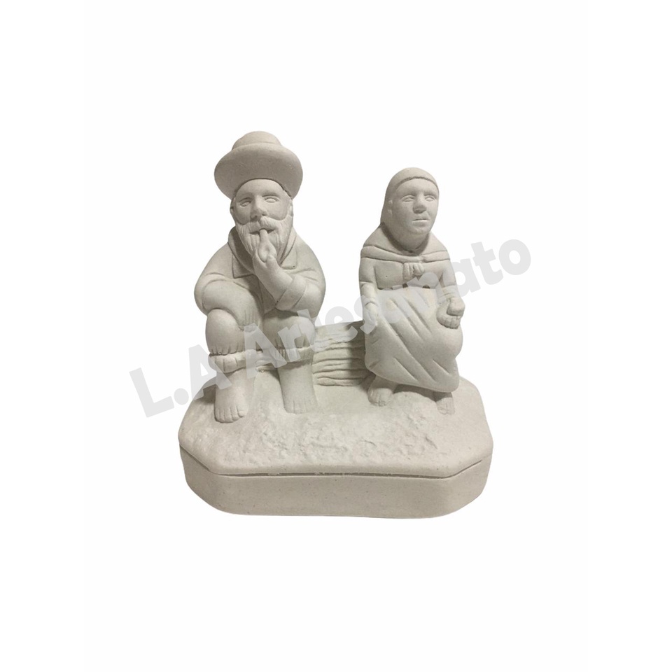 Imagem Casal De Preto Velho De Gesso Cru 11 Cm Para Artesanato