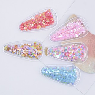 20 Pcs PVC Enchimento Shaker Lantejoulas Applique Snap Clip Covers Tem Fenda Para DIY Headwear Cabelo BB Clipes Acessórios De Decoração