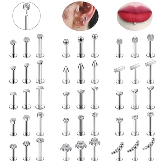 1 Pc 6/8/10MM Plug-In Estilo Labret Piercing Star Heart Cz Cristal Orelha Helix Tragus Piercings Jóias