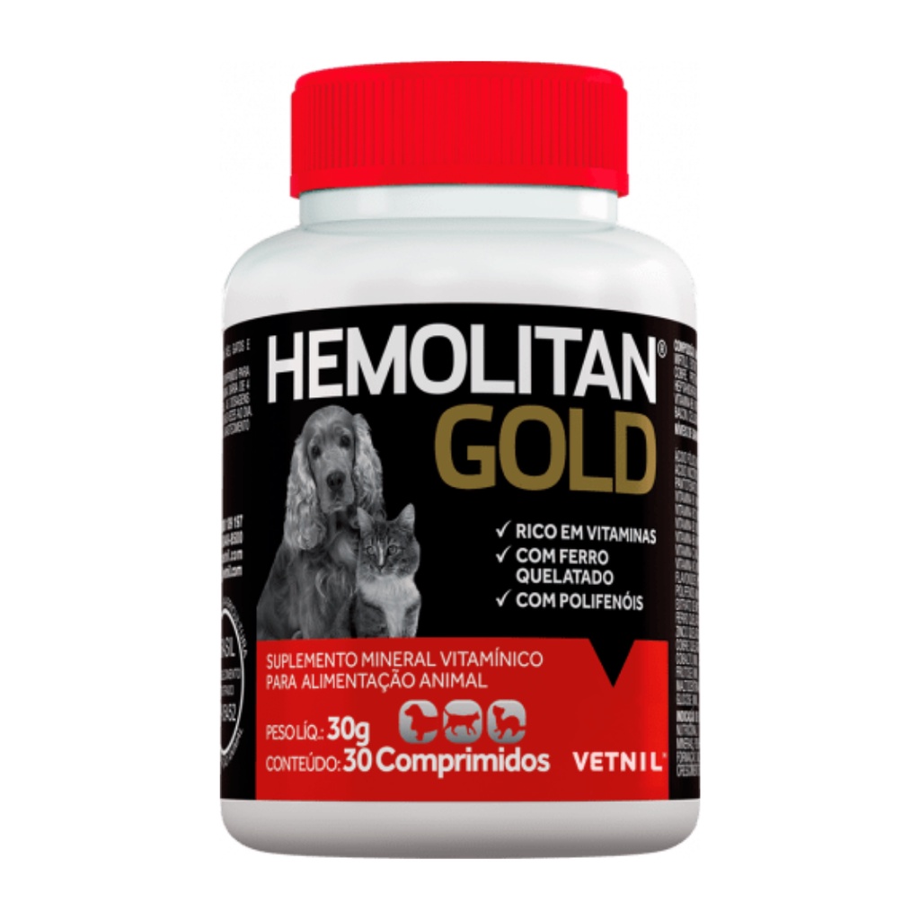 Hemolitan Gold 30 Comprimidos Suplemento Vitaminico Vetnil em Oferta na Shopee