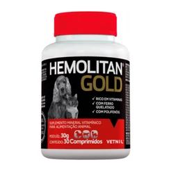 Hemolitan Gold 30 Comprimidos Suplemento Vitaminico Vetnil