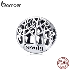 Bamoer Árvore Da Vida Rodada Beads 925 Prata Esterlina Encantos Família Árvores Para Presentes Jóias DIY SCC1144