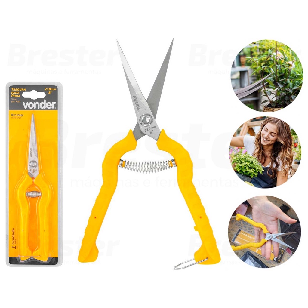 Tesoura Para Poda Fruticultura Floricultura Paisagismo Bico Longo 8 Polegadas Vonder em Oferta na Shopee