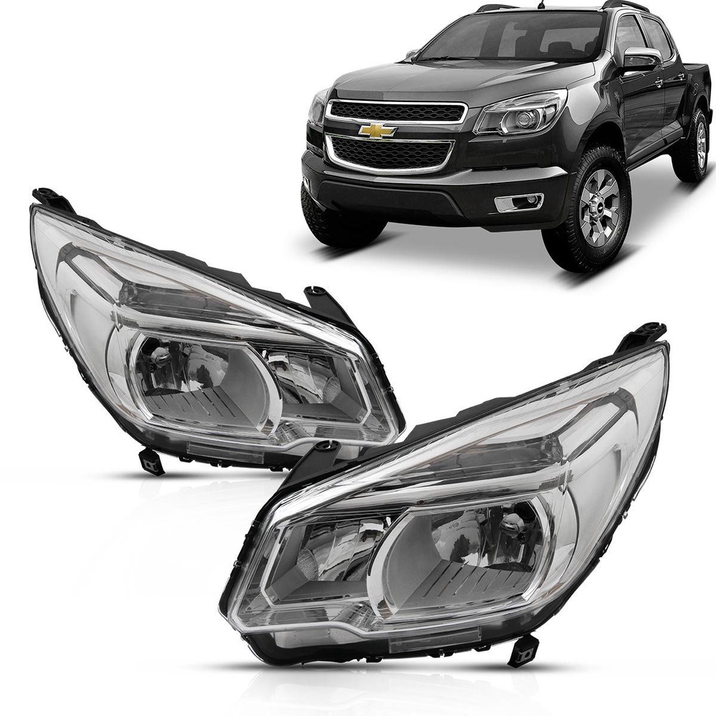 Farol S10 Trailblazer 2012 2013 2014 2015 2016 Foco Duplo Cromado em Oferta na Shopee
