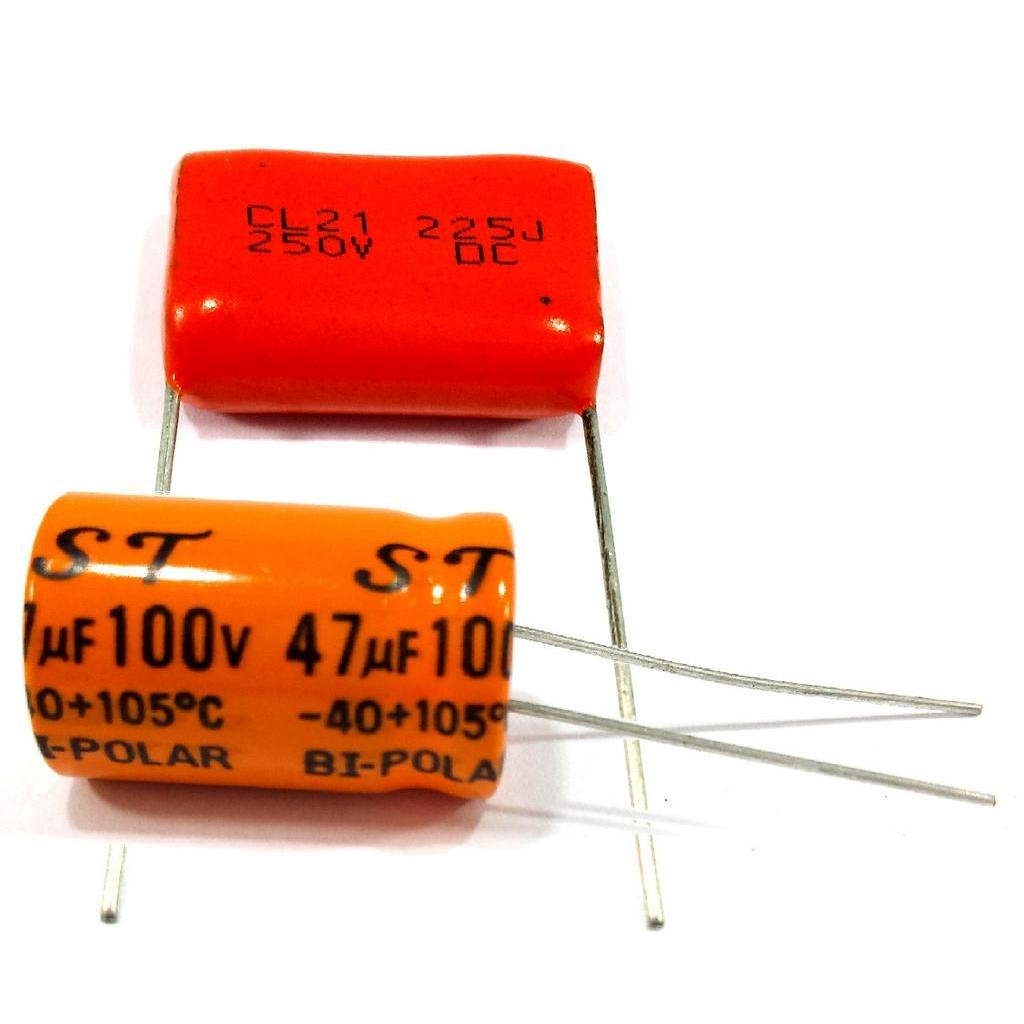 10 Capacitor Bipolar 47x100 e 10 Capacito Poliester 2m2 250v