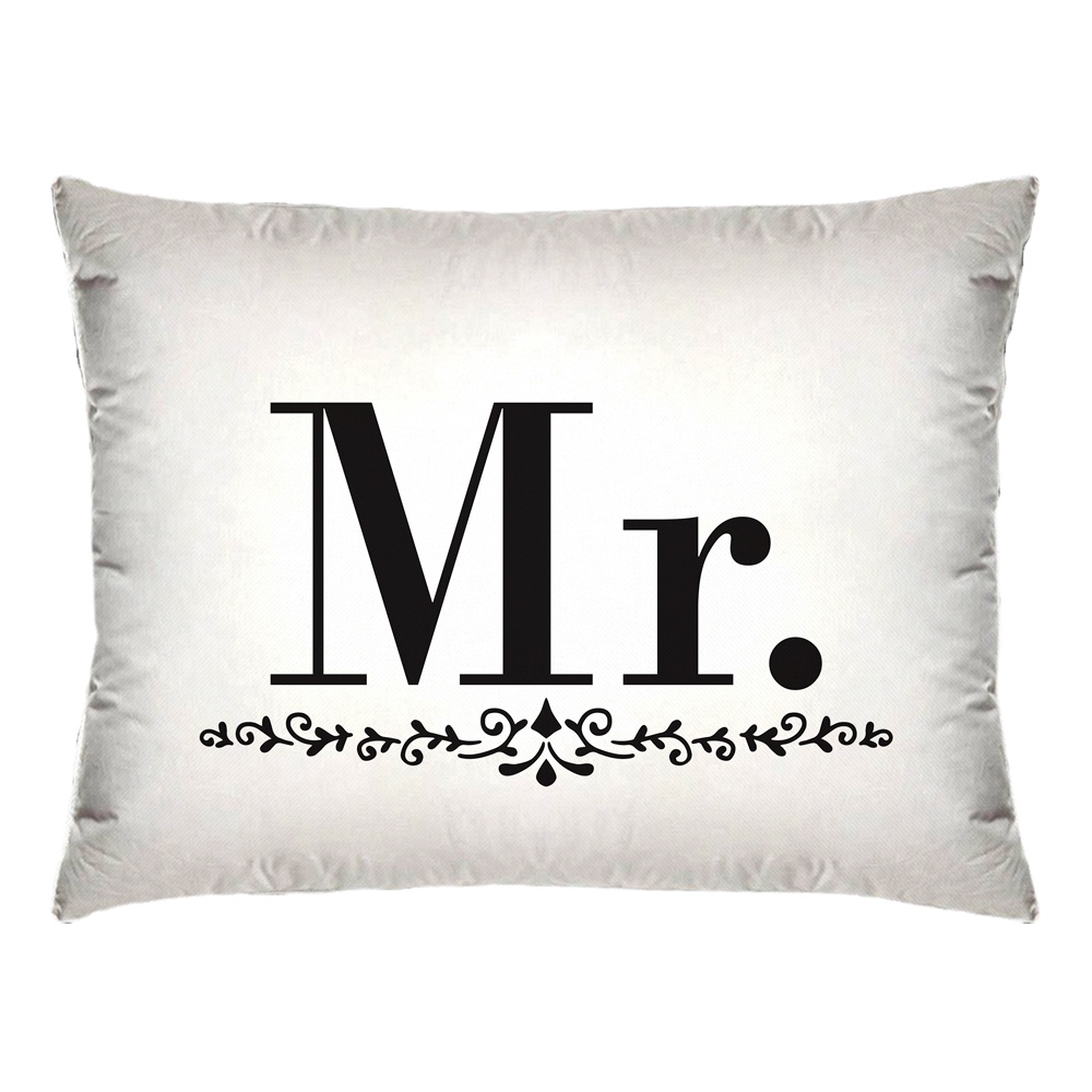 Capa de Almofada Baguete Mr. e Mrs Branca