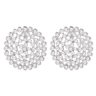 Brinco Redondo Flor Strass Folheado A Prata