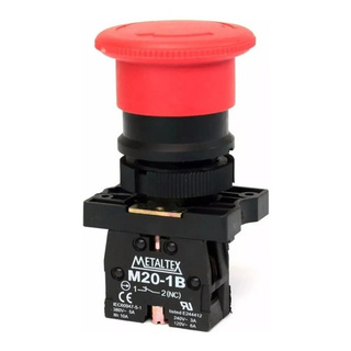 Botão Emergência Cogumelo Trava Vermelho 1 Nf 22mm Metaltex*