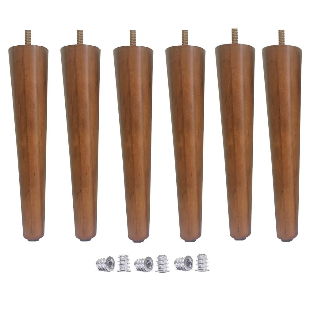 6 Pés Palito de 25cm Perna Para Móveis + 6 Bucha Americana - JTHOME