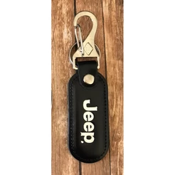 Chaveiro Jeep em Couro Com Mosquetão Cor Preto