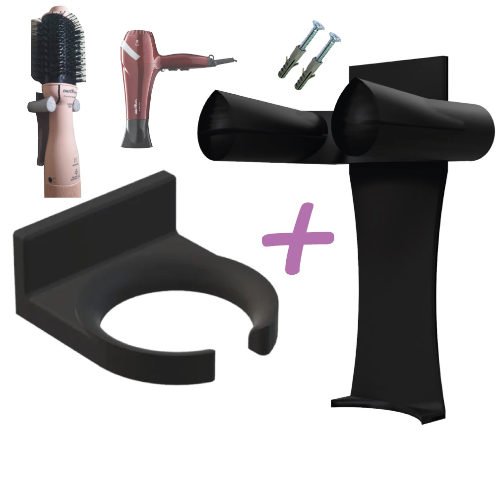 Kit Suporte para Escova Secadora + Secador de Cabelo Universal
