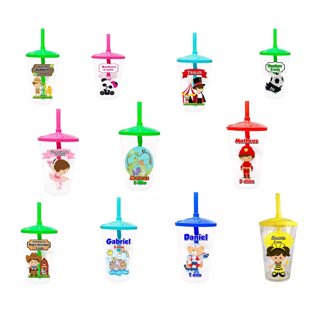 20 Copos Twister Shake 400ml Personalizado C/Tampa e Canudo Fazemos Todos os Temas em Oferta na Shopee