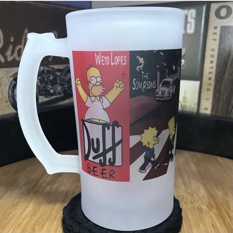 CANECA THE SIMPSONS estilo chopp em cidro jateado 460 mL+ nome - homer bart lisa milshouse krusty