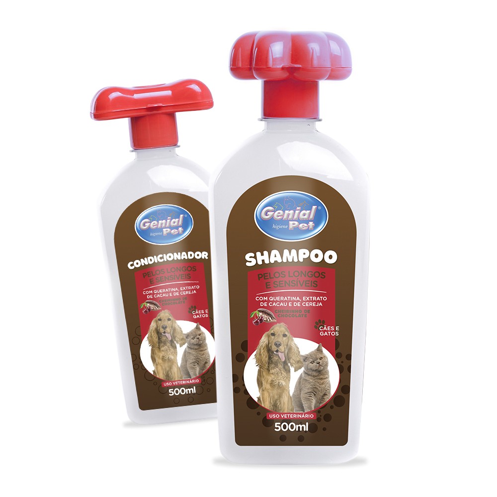 Kit Banho para Cães e Gatos - Shampoo, Condicionador Floresta Negra Produtos Pets para Cachorro e Gato 500ml Genial Pet