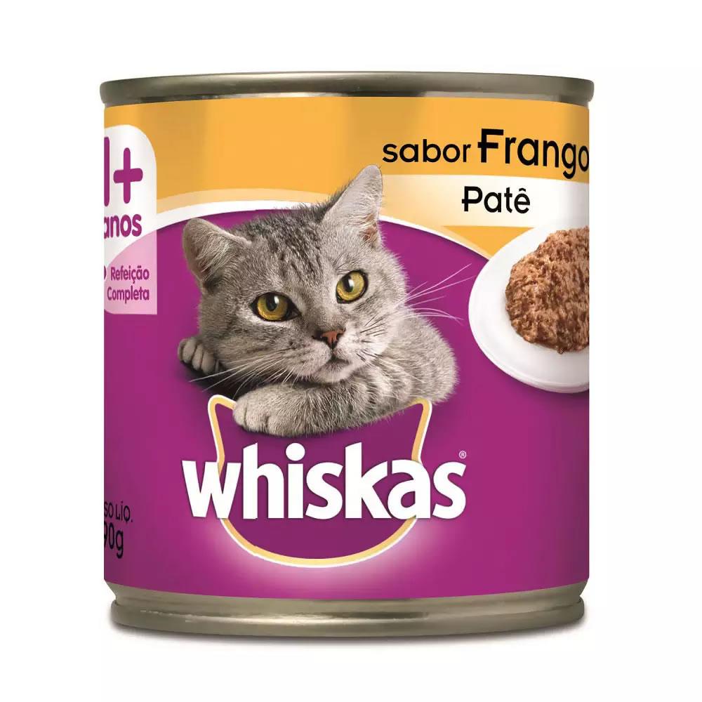 Ração Úmida Lata Whiskas Gatos Adultos Patê de Frango 290g em Oferta na Shopee