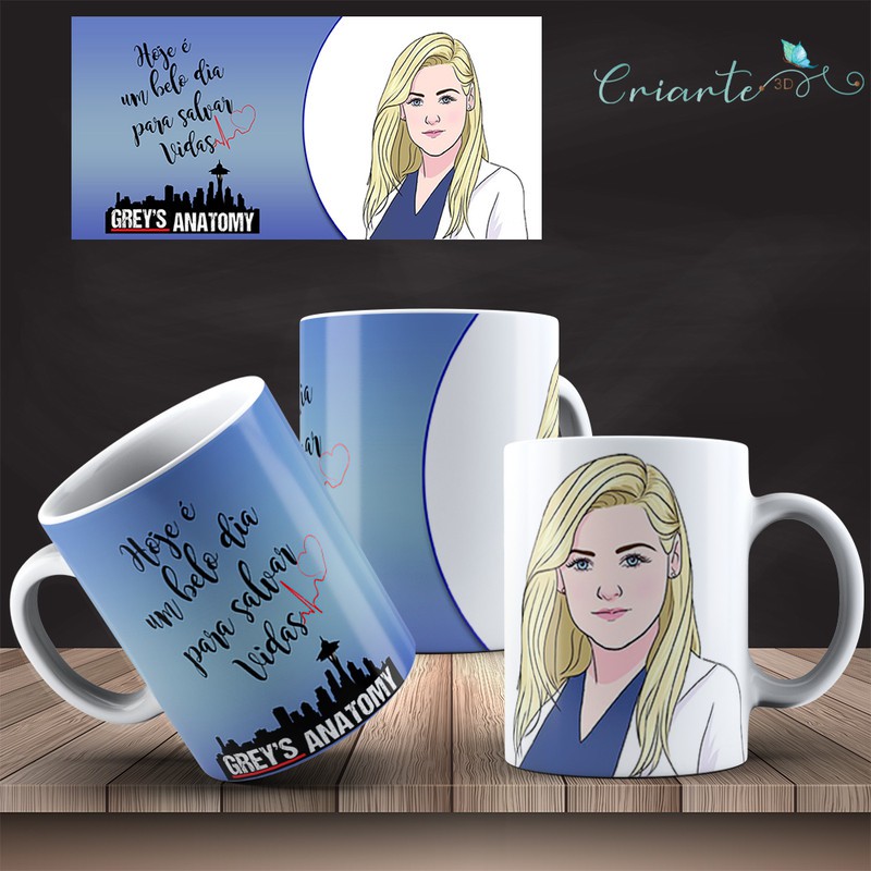 Caneca Porcelana Coleção Grey's Anatomy Mod 35