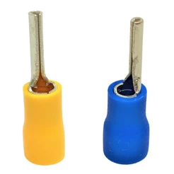 Terminal Conector Pré Isolado Azul Amarelo Ilhós Elétrico Tipo Pino Agulha Oco 1,5mm à 6mm 20 Peças