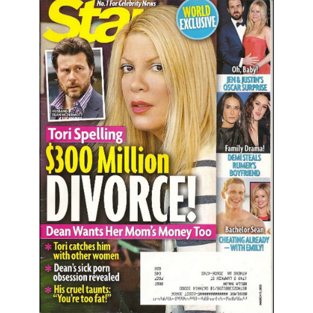 REVISTA STAR, DE 11 DE MARÇO DE 2013 COM TORI SPELLING E DEAN MCDERMOTT NA CAPA.