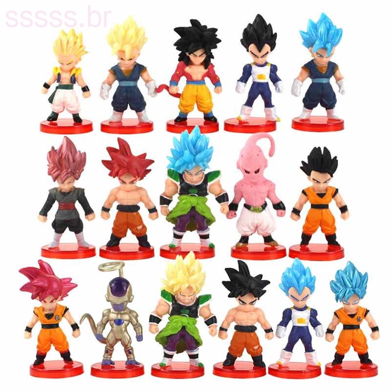 16 Peças/Lote De Personagens De Dragon Ball Z son Wukong vegeta trunk Buu  Frieza Broly animated DBZ Modelo Brinks - Escorrega o Preço