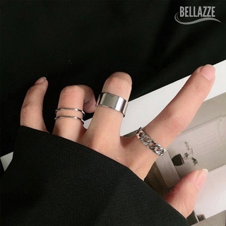 Conjunto 3 Anéis Duas Camadas Minimalistas Corrente Ajustável