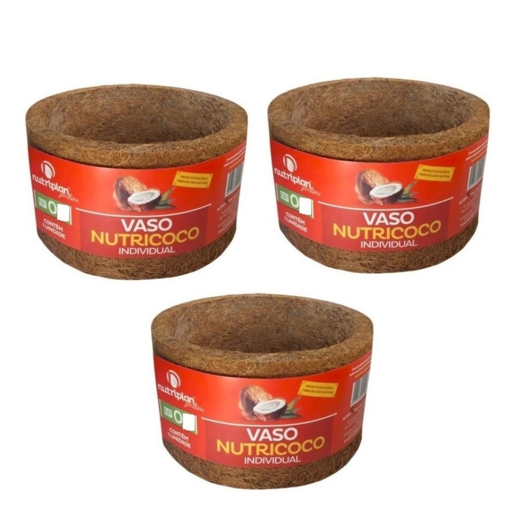Kit 3 Vaso Fibra De Coco Individual 01 Nutricoco Barato Para Orquídea, Bromélia Nutriplan Promoção!