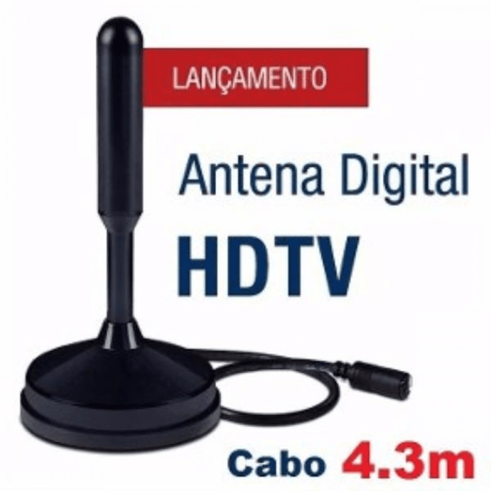 Antena Digital Televisão Hd tv Interna Fio 4,3m Base Imã Uhf atacado