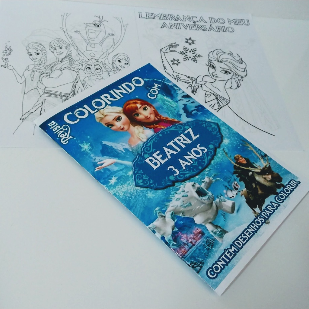 Kit de colorir - Livro de colorir + giz de cera - FROZEN - Lembrancinha