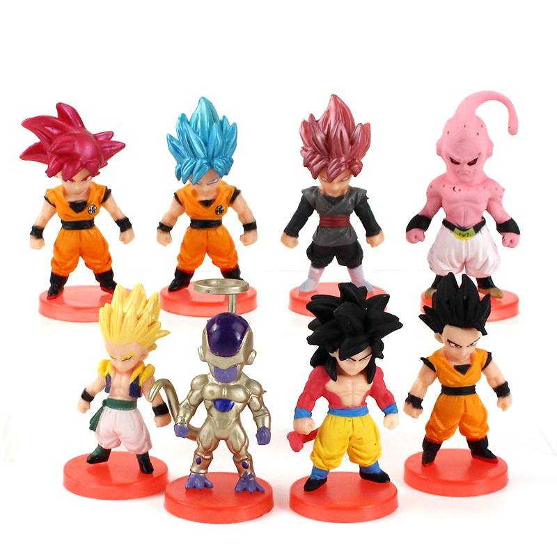 8Pcs/Set Anime Bola De Dragão Z Figura Son Goku Majin Buu Frieza Zamasu Gohan Gotenks Vegetto Super Saiyan Q Versão PVC Figuras De Ação Modelo Doll Toys