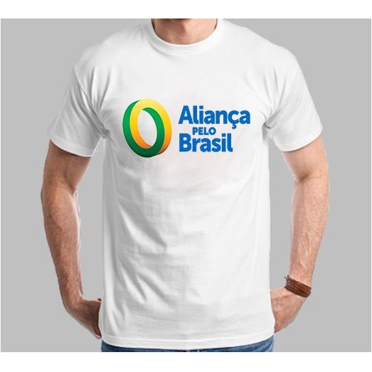 Camiseta Unissex Camisa Aliança Pelo Brasil - Partido Bolsonaro - Manga Curta - 100% Algodão
