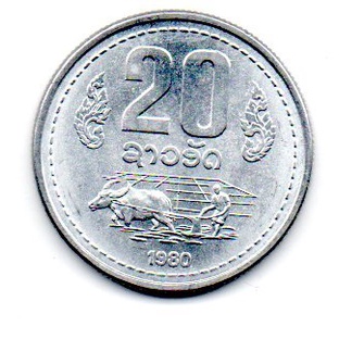 Moeda Laos 20 Att 1980 Moeda Antiga Estrangeira